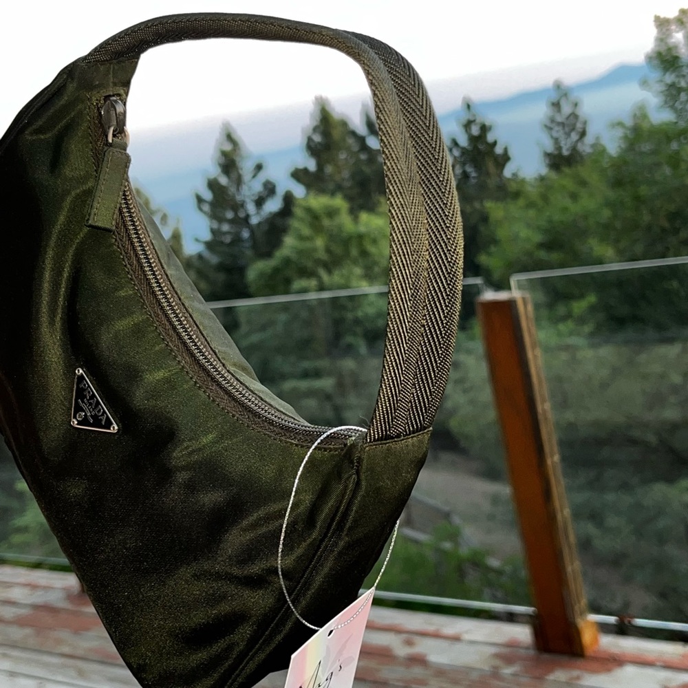 Prada: Tessuto Nylon Shoulder Bag (Dark Green) - Picture 9 of 17